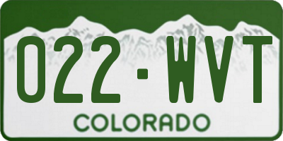 CO license plate 022WVT