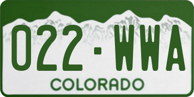 CO license plate 022WWA