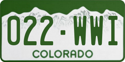 CO license plate 022WWI
