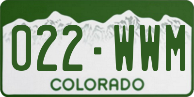 CO license plate 022WWM