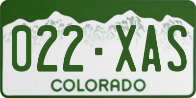CO license plate 022XAS