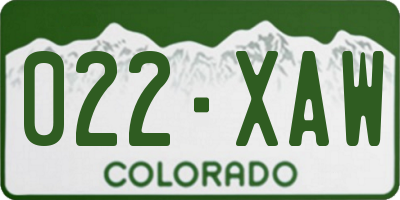 CO license plate 022XAW