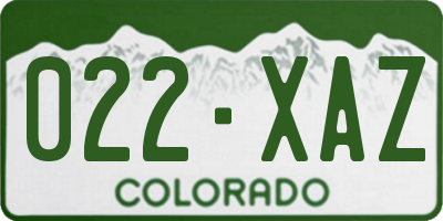 CO license plate 022XAZ