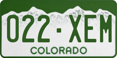 CO license plate 022XEM