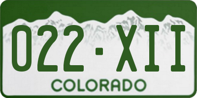 CO license plate 022XII