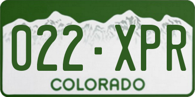 CO license plate 022XPR
