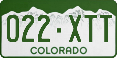 CO license plate 022XTT