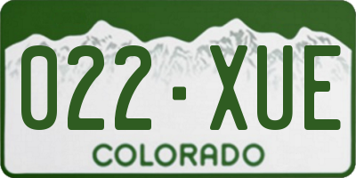 CO license plate 022XUE