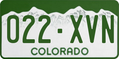 CO license plate 022XVN