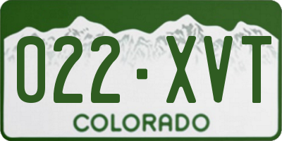 CO license plate 022XVT