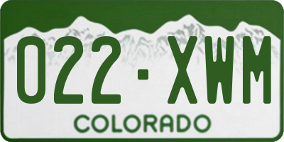 CO license plate 022XWM