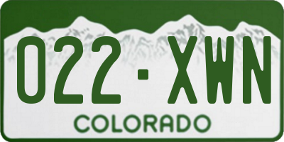 CO license plate 022XWN
