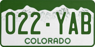 CO license plate 022YAB