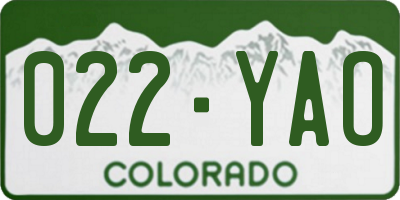 CO license plate 022YAO