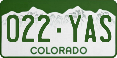 CO license plate 022YAS