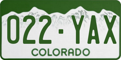 CO license plate 022YAX