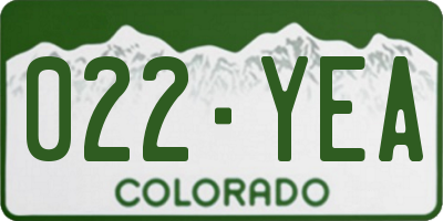 CO license plate 022YEA