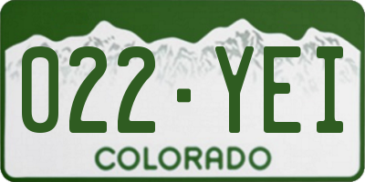 CO license plate 022YEI