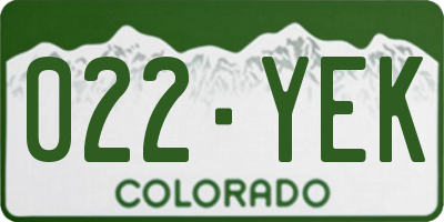 CO license plate 022YEK