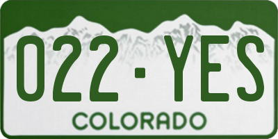CO license plate 022YES