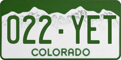 CO license plate 022YET