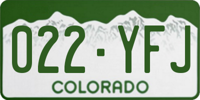 CO license plate 022YFJ