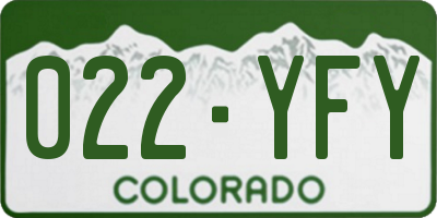 CO license plate 022YFY