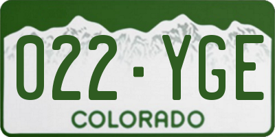 CO license plate 022YGE