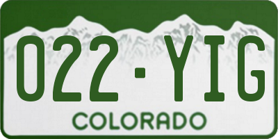 CO license plate 022YIG