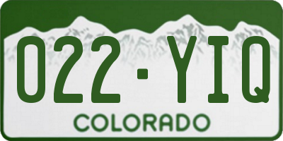 CO license plate 022YIQ