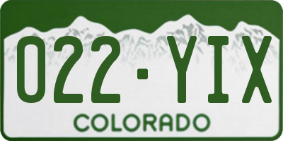 CO license plate 022YIX