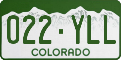 CO license plate 022YLL