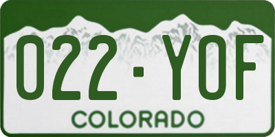 CO license plate 022YOF