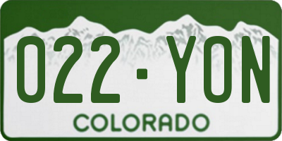 CO license plate 022YON