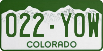 CO license plate 022YOW
