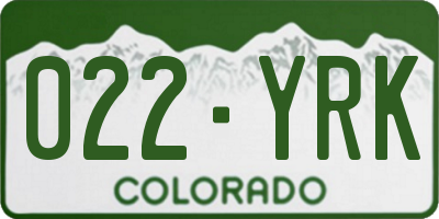 CO license plate 022YRK