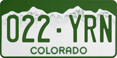 CO license plate 022YRN