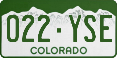 CO license plate 022YSE