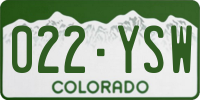 CO license plate 022YSW