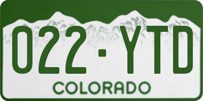 CO license plate 022YTD