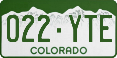 CO license plate 022YTE