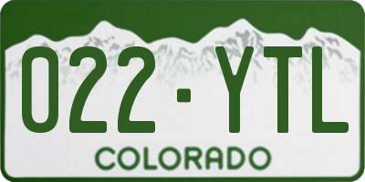 CO license plate 022YTL