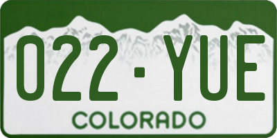 CO license plate 022YUE