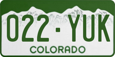 CO license plate 022YUK