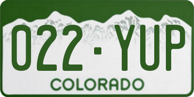 CO license plate 022YUP