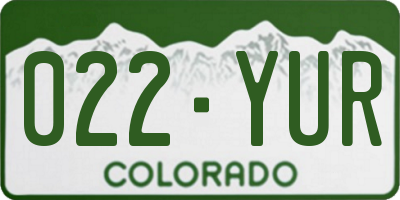 CO license plate 022YUR