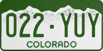 CO license plate 022YUY