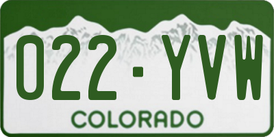 CO license plate 022YVW