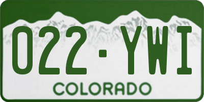 CO license plate 022YWI