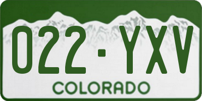 CO license plate 022YXV